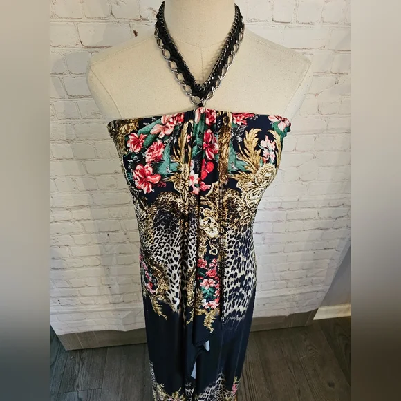 S Twelve Floral & Animal Print Maxi Dress | Navy | Small | NWOT - Picture 2 of 11
